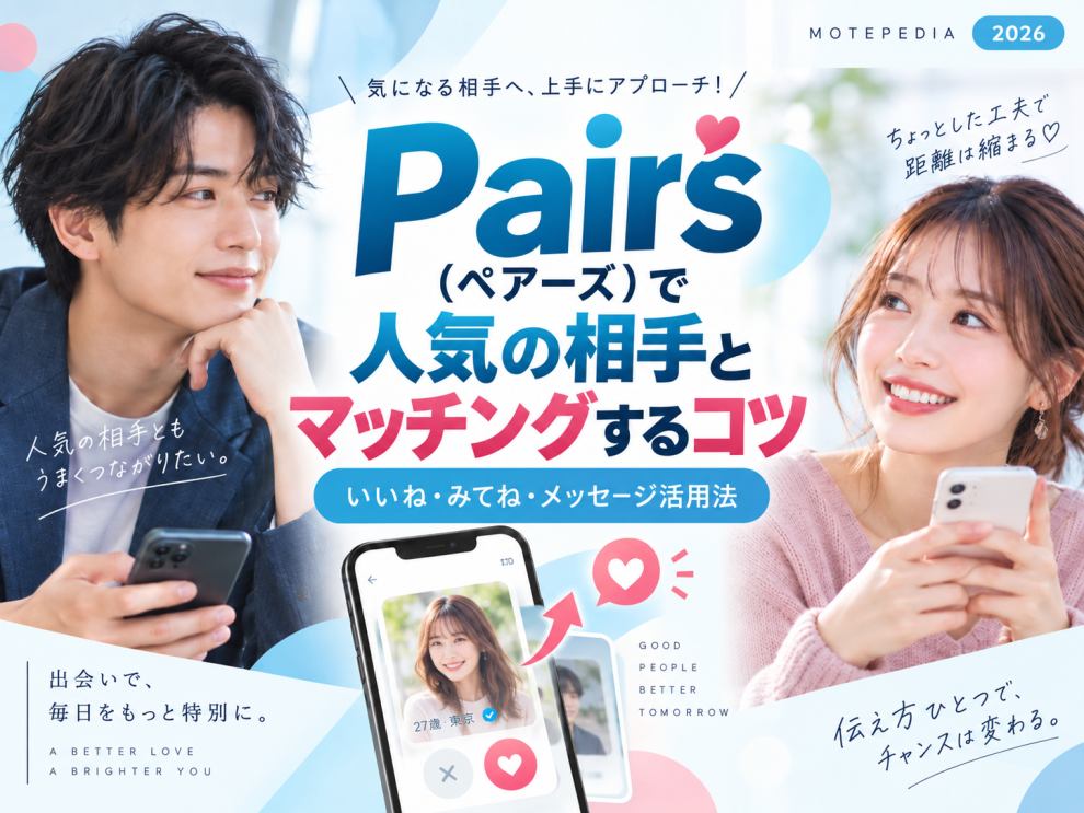 Pairs(ペアーズ)で人気の相手とマッチングするコツを解説する画像
