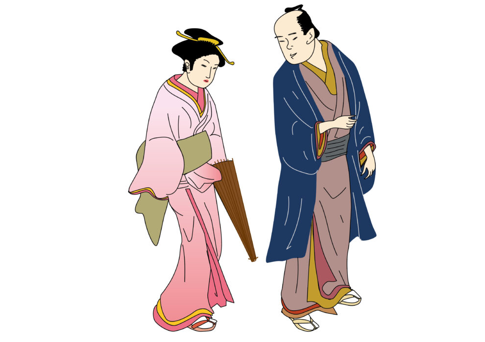江戸時代の男女の出会いをイメージした写真