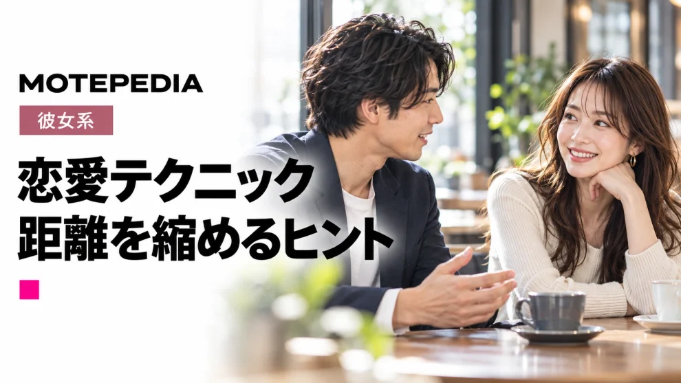 恋愛テクニック。距離を縮めるヒント。モテペディアのアイキャッチ画像。