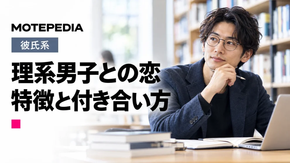 理系男子との恋。特徴と付き合い方。モテペディアのアイキャッチ画像。