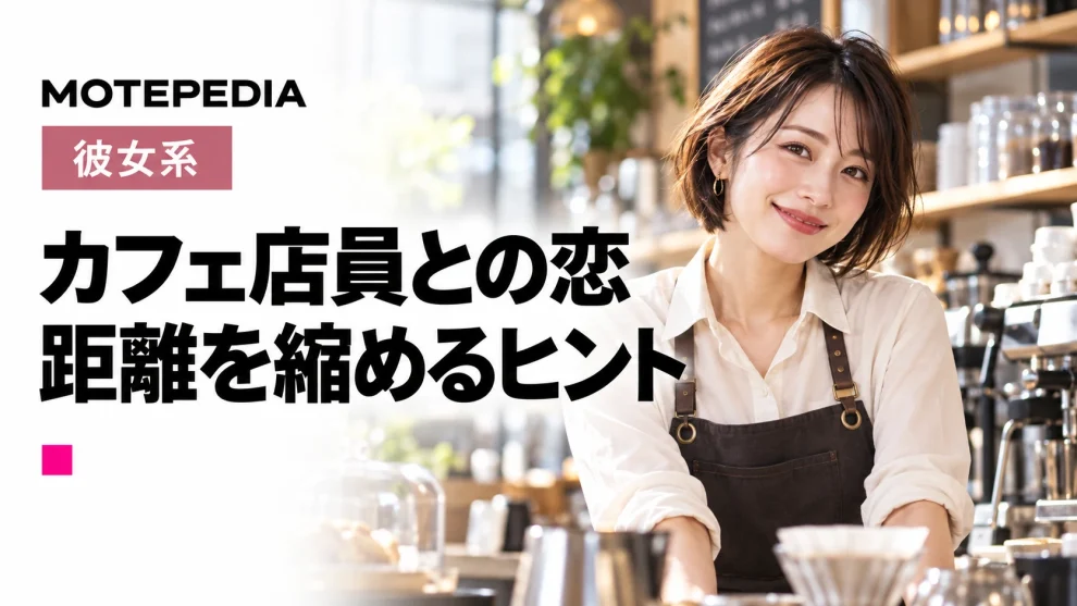 カフェ店員との恋。距離を縮めるヒント。モテペディアのアイキャッチ画像。