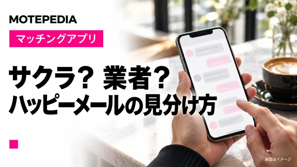 サクラ? 業者?。ハッピーメールの見分け方。画面はイメージ