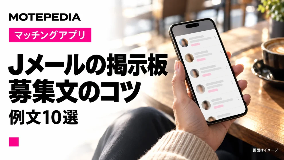 Jメールの掲示板、募集文のコツと例文10選。スマートフォン画面はイメージ
